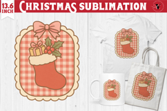 Coquette Christmas Clipart | Retro Christmas stocking PNG Product Image 1