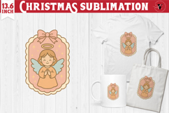 Coquette Christmas Clipart | Retro Angel with halo PNG Product Image 1