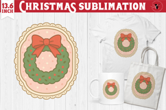 Coquette Christmas Clipart | Retro Christmas wreath PNG Product Image 1