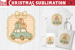 Coquette Christmas Clipart | Yellow retro car sublimation Product Image 1