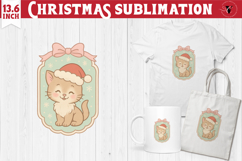 Coquette Christmas Clipart | Retro Cute kitten sublimation Product Image 1