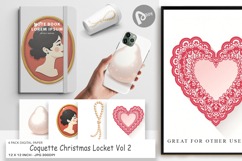 Christmas Coquette Locket Digital Paper Product Image 1