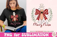 Coquette Christmas Merry Nurse Png, Merry Christmas Product Image 3