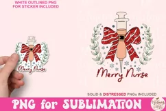 Coquette Christmas Merry Nurse Png, Merry Christmas Product Image 4