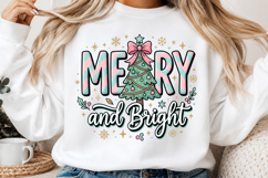 Coquette Christmas Png, Merry and Bright Png Product Image 2