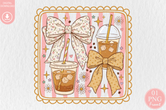 Coquette Coffee PNG, Cute Iced Coffee Sublimation Product Image 1