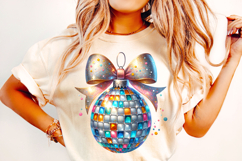 Glitter Disco Ball Coquette Bow PNG, Sequin Coquette Bow Product Image 2
