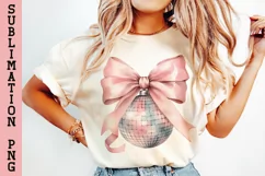 Retro Coquette Pink Disco Ball PNG, Sublimation Design. Product Image 2