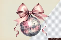 Retro Coquette Pink Disco Ball PNG, Sublimation Design. Product Image 1