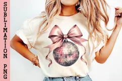 Retro Coquette Pink Disco Ball PNG, Sublimation Design. Product Image 2