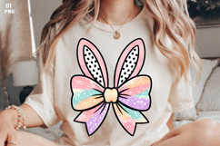 Coquette Easter Bunny Bow PNG, with Pink Bow Sublimation Product Image 1