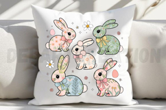 Coquette Easter Bunny Floral Sublimation PNG Product Image 2