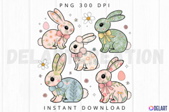 Coquette Easter Bunny Floral Sublimation PNG Product Image 1