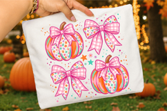 Coquette Fall Pumpkin PNG,Floral Pumpkin Sublimation Product Image 3