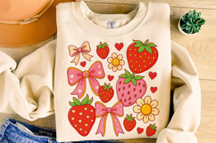 Boho Strawberry Coquette PNG, Preppy Strawberries, Summer Product Image 1