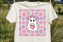 Coquette Ghost Pumpkin PNG, Shabby Chic Fall Floral Pumpkin Product Image 2