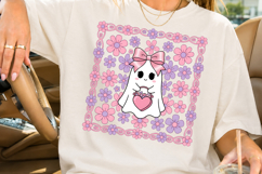 Coquette Ghost Pumpkin PNG, Shabby Chic Fall Floral Pumpkin Product Image 3