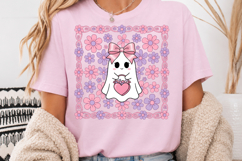 Coquette Ghost Pumpkin PNG, Shabby Chic Fall Floral Pumpkin Product Image 5
