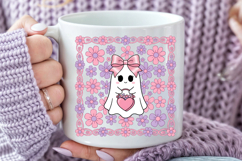 Coquette Ghost Pumpkin PNG, Shabby Chic Fall Floral Pumpkin Product Image 6