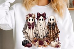 Coquette Ghost Trio Halloween Clipart PNG Product Image 3