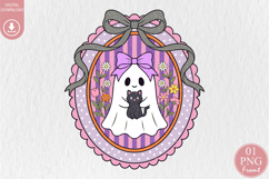 Coquette Ghost with Black Cat Sublimation PNG Product Image 1
