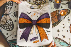 Halloween Coquette Bow PNG, Spider Web PNG, Spooky PNG, Fall Product Image 1