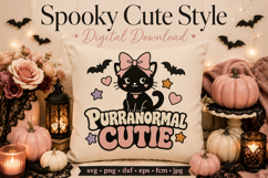 Purranormal Cutie Cat SVG, Halloween Coquette Cat SVG, Product Image 5
