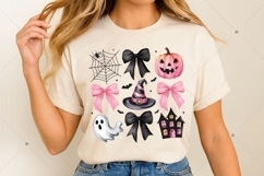Coquette Halloween PNG, halloween pumpkin pink bows Product Image 3