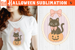 Coquette Halloween Clipart | Retro Cute kitten sublimation Product Image 1