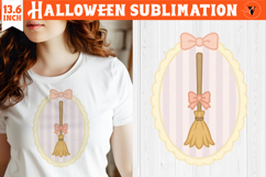 Coquette Halloween Clipart | Retro Witch broom sublimation Product Image 1
