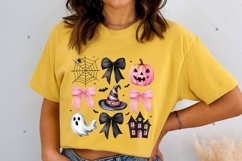 Coquette Halloween PNG, halloween pumpkin pink bows Product Image 5