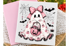 Coquette Halloween Pink Bow Ghost Png Product Image 1