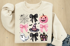 Coquette Halloween PNG, halloween pumpkin pink bows Product Image 6