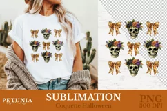 Coquette bow Halloween png for sublimation being used as a Halloween shirt print