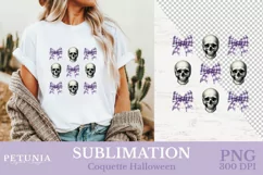 Coquette bow Halloween png for sublimation being used as a Halloween shirt print