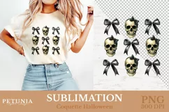 Coquette bow Halloween png for sublimation being used as a Halloween shirt print