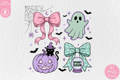 Coquette Halloween Sublimation, Pastel Pink &amp; Mint Green Bow Product Image 1