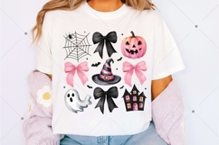 Coquette Halloween PNG, halloween pumpkin pink bows Product Image 2
