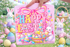 Happy Easter PNG, Coquette Bow Easter PNG, Easter Preppy PNG Product Image 3