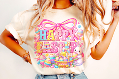 Happy Easter PNG, Coquette Bow Easter PNG, Easter Preppy PNG Product Image 4