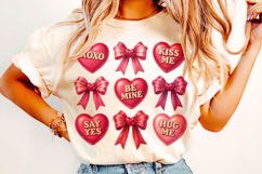 Heart Valentine Coquette Bow PNG, Valentine's Day PNG, Xoxo Product Image 2