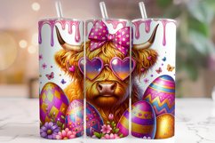 Easter Highland Cow Tumbler Wrap, Easter Cow Tumbler PNG Product Image 1