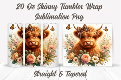 Floral Highland Cow Tumbler Wrap, Cute Highland Cow Tumbler Product Image 2