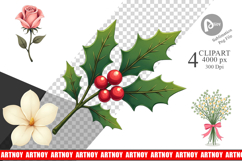 Coquette Holiday Blooms Clipart Product Image 1
