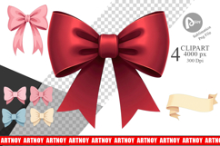 Coquette Holiday Bows Clipart Product Image 1