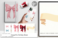 Coquette Holiday Bows Digital Paper Product Image 1