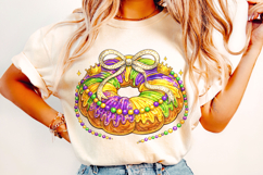 King Cake PNG, Mardi Gras PNG Sublimation, Fleur De Lis PNG Product Image 1