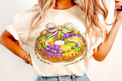 King Cake PNG, Mardi Gras PNG Sublimation, Fleur De Lis PNG Product Image 1