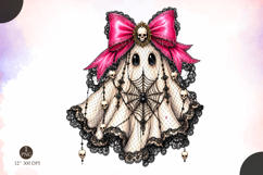 Coquette Lace Ghost Sublimation, Spooky Halloween Png Product Image 1