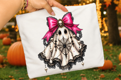 Coquette Lace Ghost Sublimation, Spooky Halloween Png Product Image 3